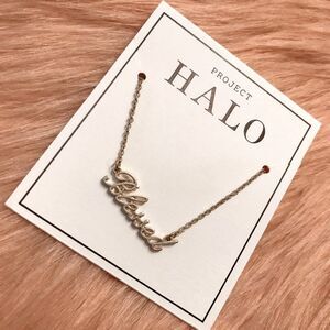 Boutique Gold Tone Blessed Nameplate Necklace